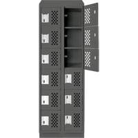 Petit casier perfor&eacute; Clean-Line, 6 niveaux, Bloc de 2, 15" x 72" x 12", Acier MAS Chibougamau