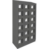 Clean-Line Perforated Lockerette, 6 -tier, Bank of 3, 15" x 72" x 12", Steel MAS Chibougamau
