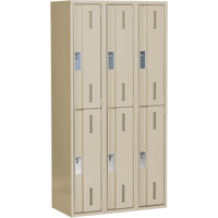 Casiers robustes Concorde, 2 niveaux, Bloc de 3, 36" x 18" x 72", Acier, Beige, Soud&eacute; (assembl&eacute;) MAS Chibougamau