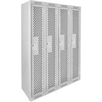 Clean Line Lockers, Bank of 4, 48" x 15" x 72", Steel, Grey, Rivet (Assembled), Perforated MAS Chibougamau