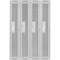 Clean Line Lockers, Bank of 4, 48" x 15" x 72", Steel, Grey, Rivet (Assembled), Perforated MAS Chibougamau