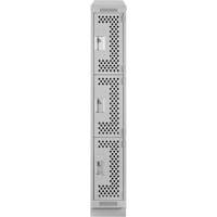 Clean Line Lockers, 3 -tier, 12" x 12" x 72", Steel, Grey, Rivet (Assembled), Perforated MAS Chibougamau