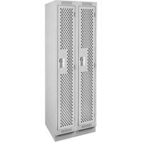 Clean Line Lockers, Bank of 2, 24" x 15" x 76", Steel, Grey, Rivet (Assembled), Perforated MAS Chibougamau