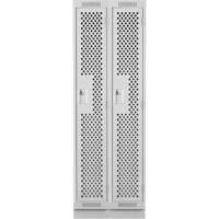 Clean Line Lockers, Bank of 2, 24" x 15" x 76", Steel, Grey, Rivet (Assembled), Perforated MAS Chibougamau