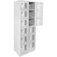 Assembled Lockerettes Clean Line Perforated Economy Lockers, 6 -tier, Bank of 2, 18" x 72" x 12", Steel MAS Chibougamau