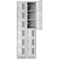 Assembled Lockerettes Clean Line Perforated Economy Lockers, 6 -tier, Bank of 2, 18" x 72" x 12", Steel MAS Chibougamau