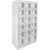 Assembled Lockerettes Clean Line Perforated Economy Lockers, 6 -tier, Bank of 3, 18" x 72" x 12", Steel MAS Chibougamau