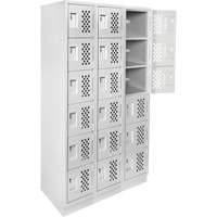 Assembled Lockerettes Clean Line Perforated Economy Lockers, 6 -tier, Bank of 3, 18" x 72" x 12", Steel MAS Chibougamau