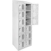 Assembled Lockerettes Clean Line Perforated Economy Lockers, 6 -tier, Bank of 2, 18" x 72" x 12", Steel MAS Chibougamau