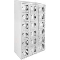 Assembled Lockerettes Clean Line Perforated Economy Lockers, 6 -tier, Bank of 3, 18" x 72" x 12", Steel MAS Chibougamau