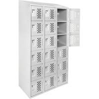 Assembled Lockerettes Clean Line Perforated Economy Lockers, 6 -tier, Bank of 3, 18" x 72" x 12", Steel MAS Chibougamau