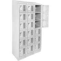 Clean-Line Perforated Lockerette, 6 -tier, Bank of 3, 15" x 72" x 12", Steel MAS Chibougamau