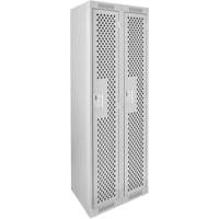 Clean Line Lockers, 2 -tier, 12" x 12" x 72", Steel, Grey, Rivet (Assembled), Perforated MAS Chibougamau
