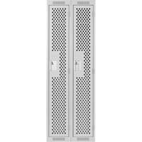 Clean Line Lockers, 2 -tier, 12" x 12" x 72", Steel, Grey, Rivet (Assembled), Perforated MAS Chibougamau