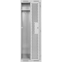Clean Line Lockers, 2 -tier, 12" x 12" x 72", Steel, Grey, Rivet (Assembled), Perforated MAS Chibougamau