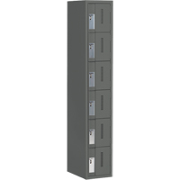 Concorde Heavy-Duty Lockers, 6 -tier, 12" x 18" x 72", Steel, Charcoal, Welded (Assembled) MAS Chibougamau
