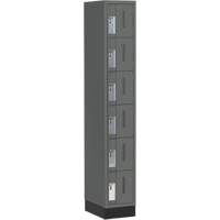 Concorde Heavy-Duty Lockers, 6 -tier, 12" x 18" x 76", Steel, Charcoal, Welded (Assembled) MAS Chibougamau