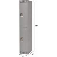 Lockers, 2 -tier, 12" x 18" x 72", Steel, Grey, Knocked Down MAS Chibougamau