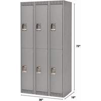 Casiers, 2 niveaux, Bloc de 3, 36" x 18" x 72", Acier, Gris, D&eacute;mont&eacute; MAS Chibougamau