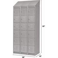 Lockers, 6 -tier, Bank of 3, 36" x 18" x 82", Steel, Grey, Knocked Down MAS Chibougamau