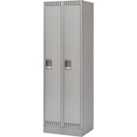 Lockers, Bank of 2, 24" x 18" x 76", Steel, Grey, Knocked Down MAS Chibougamau
