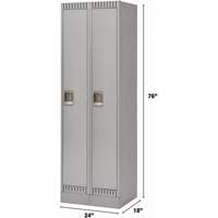 Lockers, Bank of 2, 24" x 18" x 76", Steel, Grey, Knocked Down MAS Chibougamau