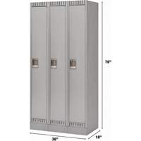 Lockers, Bank of 3, 36" x 18" x 76", Steel, Grey, Knocked Down MAS Chibougamau