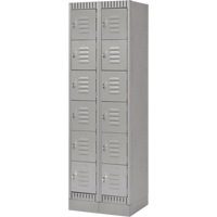 Lockers, 6 -tier, Bank of 2, 24" x 18" x 76", Steel, Grey, Knocked Down MAS Chibougamau