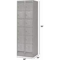 Lockers, 6 -tier, Bank of 2, 24" x 18" x 76", Steel, Grey, Knocked Down MAS Chibougamau