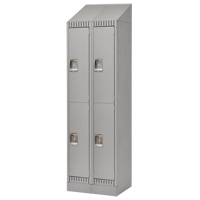 Lockers, 2 -tier, Bank of 2, 24" x 18" x 86", Steel, Grey, Knocked Down MAS Chibougamau