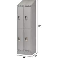 Lockers, 2 -tier, Bank of 2, 24" x 18" x 86", Steel, Grey, Knocked Down MAS Chibougamau