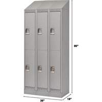Lockers, 2 -tier, Bank of 3, 36" x 18" x 86", Steel, Grey, Knocked Down MAS Chibougamau