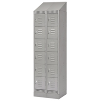 Lockers, 6 -tier, Bank of 2, 24" x 18" x 86", Steel, Grey, Knocked Down MAS Chibougamau
