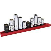 Chrome Finish Socket Set with Rail, 10 Pieces, 1/4"/3/8" Drive Size MAS Chibougamau