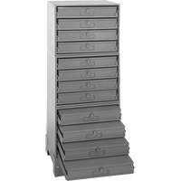 Armoire de rangement modulaire avec tiroirs, Acier, 12 tiroirs, 20-3/8" x 16" x 60-1/8", Gris MAS Chibougamau