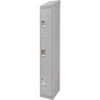 Lockers, 3 -tier, 12" x 18" x 82", Steel, Grey, Knocked Down MAS Chibougamau
