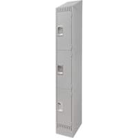 Lockers, 3 -tier, 12" x 18" x 86", Steel, Grey, Knocked Down MAS Chibougamau