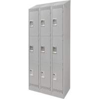 Lockers, 3 -tier, Bank of 3, 36" x 18" x 86", Steel, Grey, Knocked Down MAS Chibougamau
