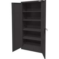 Armoire d'entreposage, Acier, 4 Tablettes, 66" h x 30" la x 15" P, Noir MAS Chibougamau