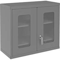 Armoire de rangement murale avec portes transparentes, 26-15/16" h x 29-7/8" la x 13-11/16" p, 2 tablettes, Acier, Gris MAS Chibougamau