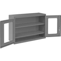 Armoire de rangement murale avec portes transparentes, 26-15/16" h x 35-7/8" la x 13-11/16" p, 2 tablettes, Acier, Gris MAS Chibougamau