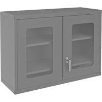 Armoire de rangement murale avec portes transparentes, 26-15/16" h x 35-7/8" la x 13-11/16" p, 2 tablettes, Acier, Gris MAS Chibougamau