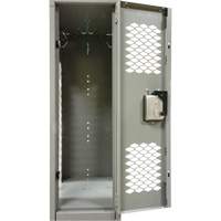 Vented Lockers, 2 -tier, 12" x 18" x 88", Steel, Grey, Knocked Down, Perforated MAS Chibougamau