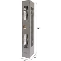 Vented Lockers, 12" x 18" x 78", Steel, Grey, Knocked Down, Perforated MAS Chibougamau