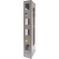 Vented Lockers, 2 -tier, 12" x 18" x 78", Steel, Grey, Knocked Down, Perforated MAS Chibougamau