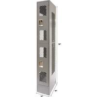 Vented Lockers, 2 -tier, 12" x 18" x 78", Steel, Grey, Knocked Down, Perforated MAS Chibougamau