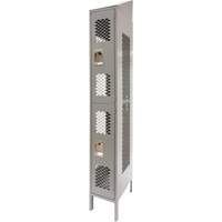 Vented Lockers, 2 -tier, 12" x 18" x 88", Steel, Grey, Knocked Down, Perforated MAS Chibougamau
