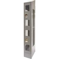 Vented Lockers, 2 -tier, 12" x 18" x 88", Steel, Grey, Knocked Down, Perforated MAS Chibougamau