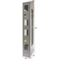 Vented Lockers, 2 -tier, 12" x 18" x 88", Steel, Grey, Knocked Down, Perforated MAS Chibougamau