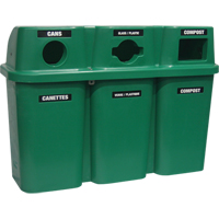Recycling Containers Bullseye, Curbside, Plastic, 3 x 22 US Gal. MAS Chibougamau